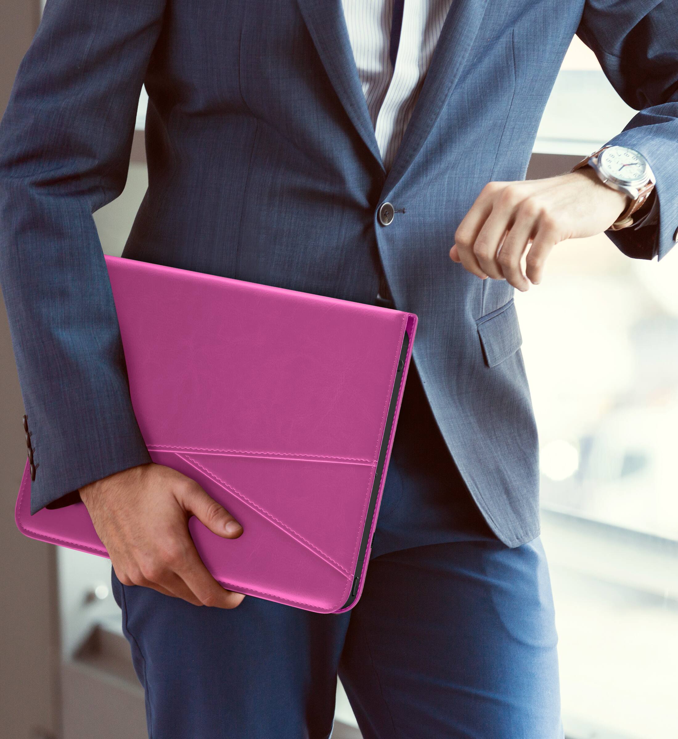 Alt View 3. DTTO - Case for iPad 9th / 8th / 7th Generation 10.2-Inch – 360° Rotating Premium Leather Folio Stand Cover with Pencil Holder - Rose Red.