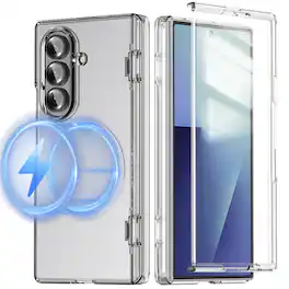 Dteck - Magnetic for Samsung Galaxy Z Fold8 Ultra Case with Screen Protector,Compatible with MagSafe,Full Body Hinge Protection - Clear