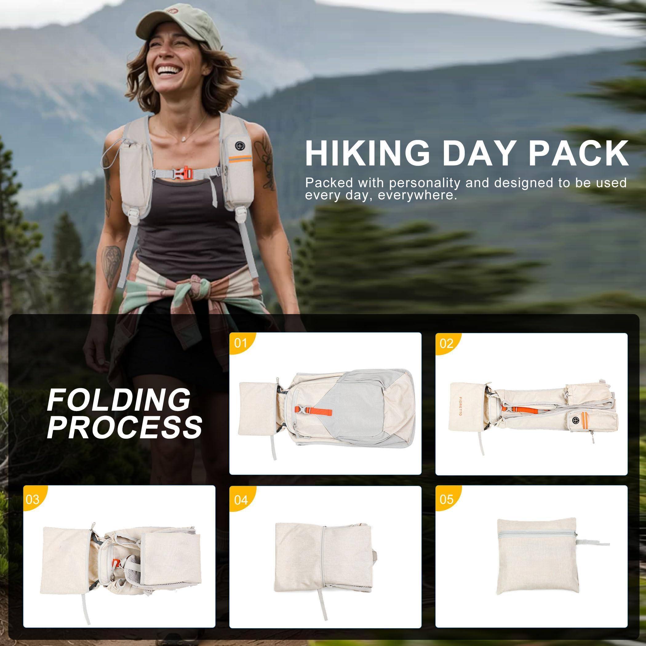 Alt View 3. Stamp n Camp - 10l Hiking Backpack For Women Men Mini Packable Lightweight Small Daypack Camping Travel Outdoor  Beige - Turquoise-10L.