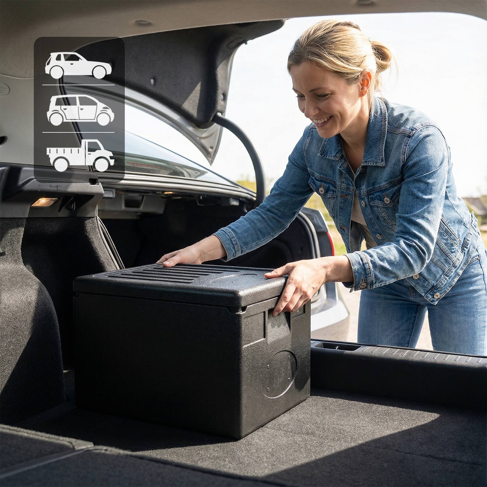 Alt View 3. Costway - Costway 2 PCS Insulated Food Pan Carrier, Top Load Stackable Hot Box with Built-in Handles 49QT - Black.