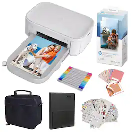 HP - Studio Plus 4x6” Instant Photo Printer, Case & Accessories Gift Bundle - White