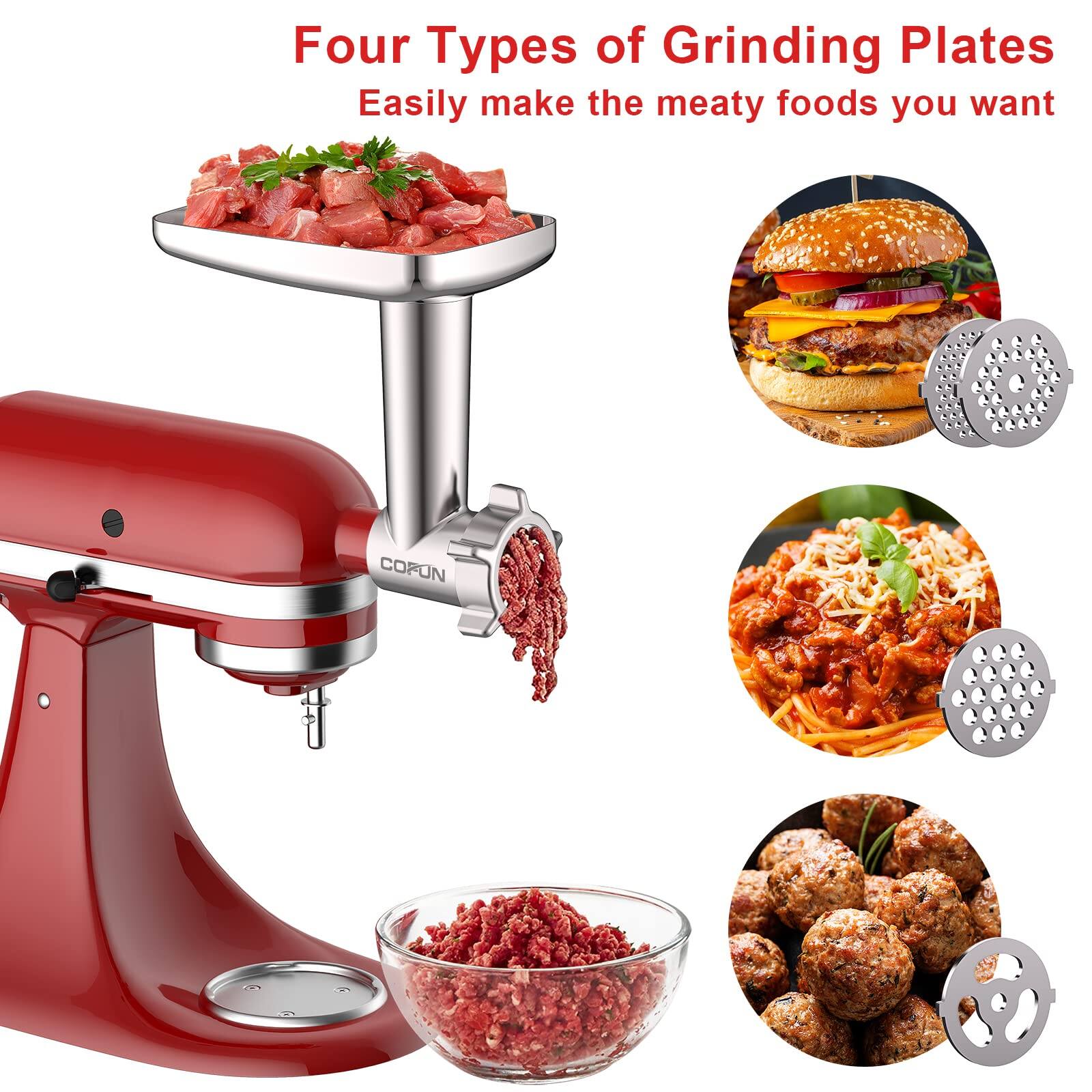 Four Types of Grinding Plates  
Easily make the meaty foods you want