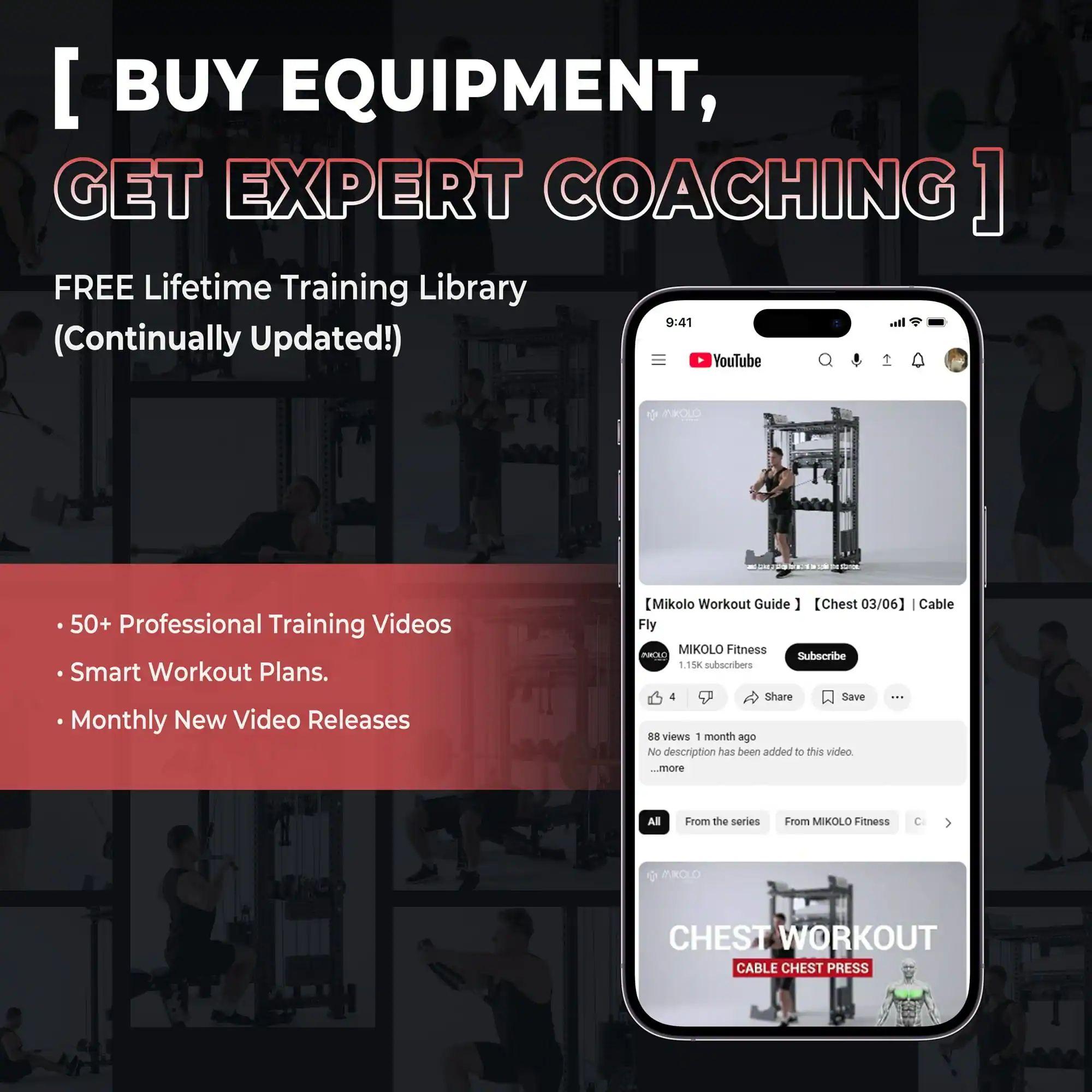 [ BUY EQUIPMENT, GET EXPERT COACHING ] FREE Lifetime Training Library (Continually Updated!) 50+ Professional Training Videos Smart Workout Plans. Monthly New Video Releases [Mikolo Workout Guide] [Chest 03/06] Cable Fly MIKOLO Fitness 15K subscribers 4 Share Save 88 views 1 month ago No description has been added to this video ...more All From the series From MIKOLO Fitness JOLO CHEST WORKOUT CABLE CHEST PRESS