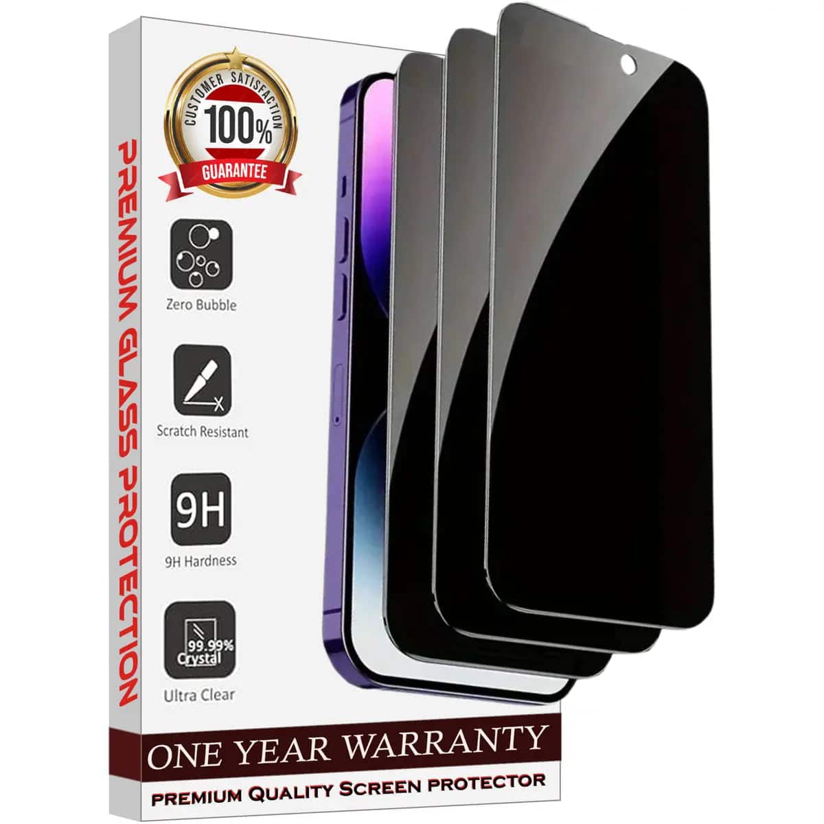 Entronix - Anti-Spy Privacy Screen Protector Compatible with iPhone XS Max - 3-Piece Combo - Transparent