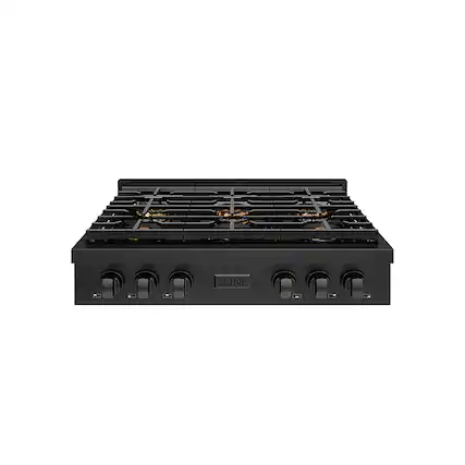 Front. ZLINE - ZLINE 36 in. Paramount Gas Rangetop with 6 Burner DuoPro Cooktop in Black Stainless Steel (PSRTB-36) - Black Stainless Steel.