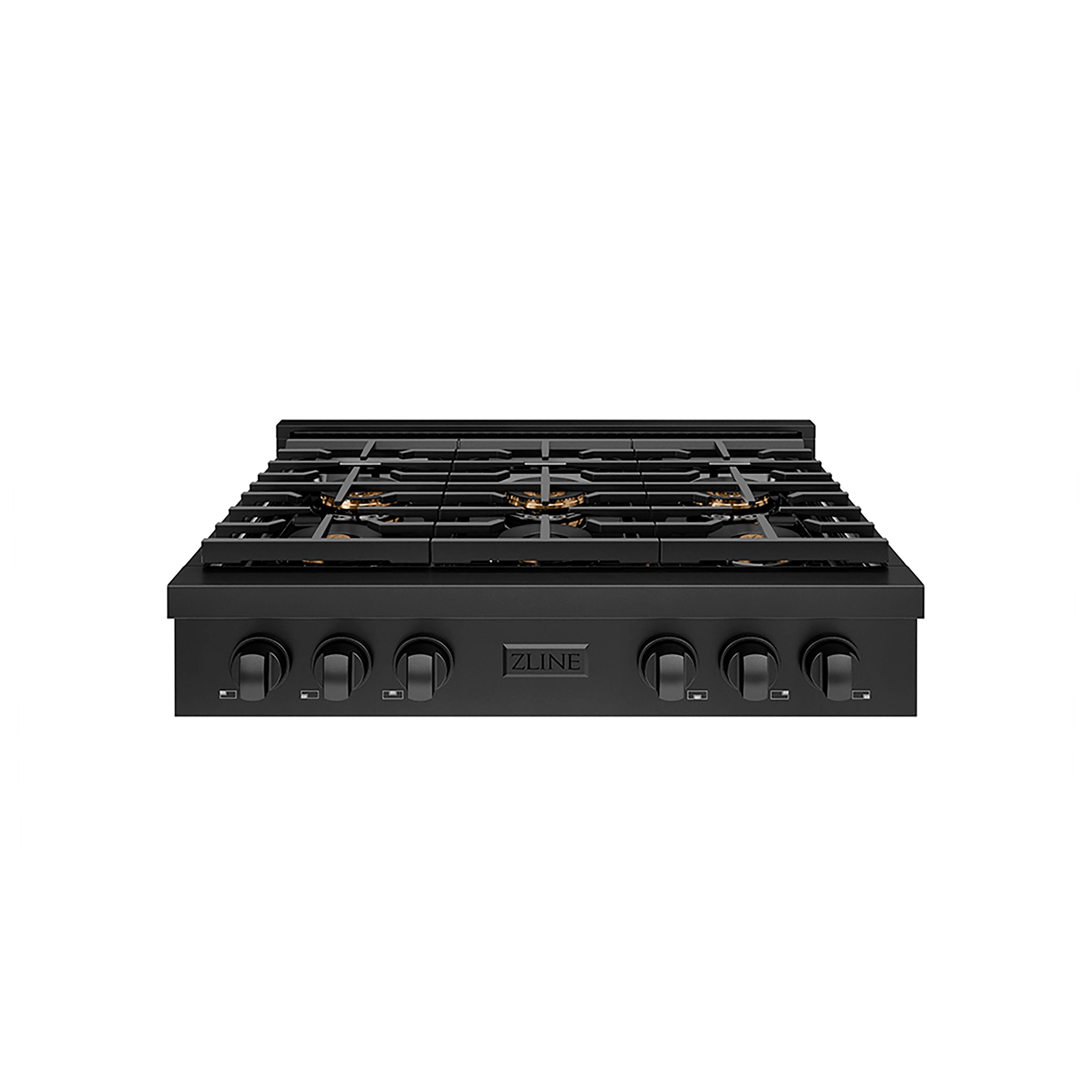 Front. ZLINE - ZLINE 36 in. Paramount Gas Rangetop with 6 Burner DuoPro Cooktop in Black Stainless Steel (PSRTB-36) - Black Stainless Steel.