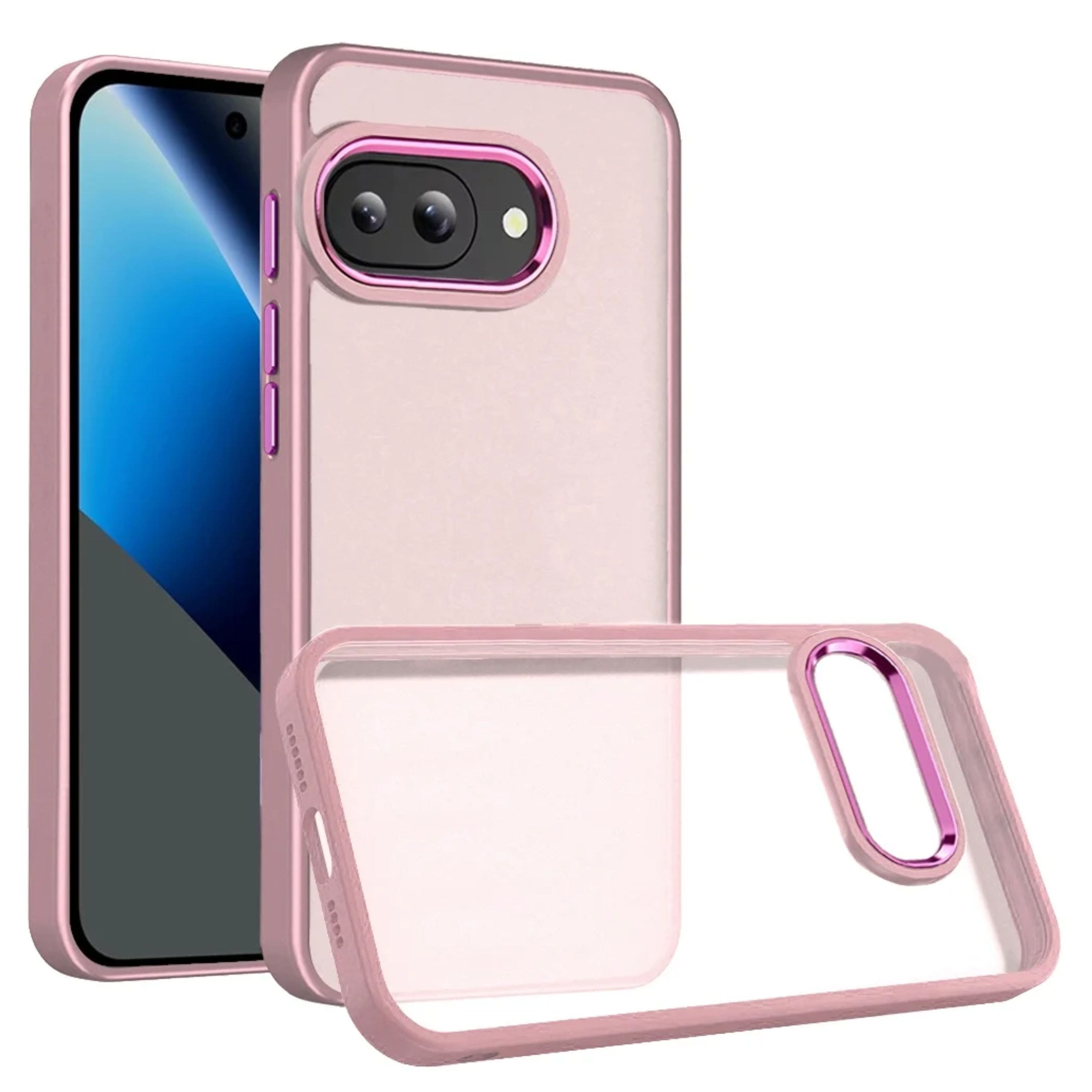 Kitcheniva - Smooth Thick Acrylic Phone Case With Metal Button Tempered Glass For Google Pixel 10a - Light Pink price history on PriceWatchPro
