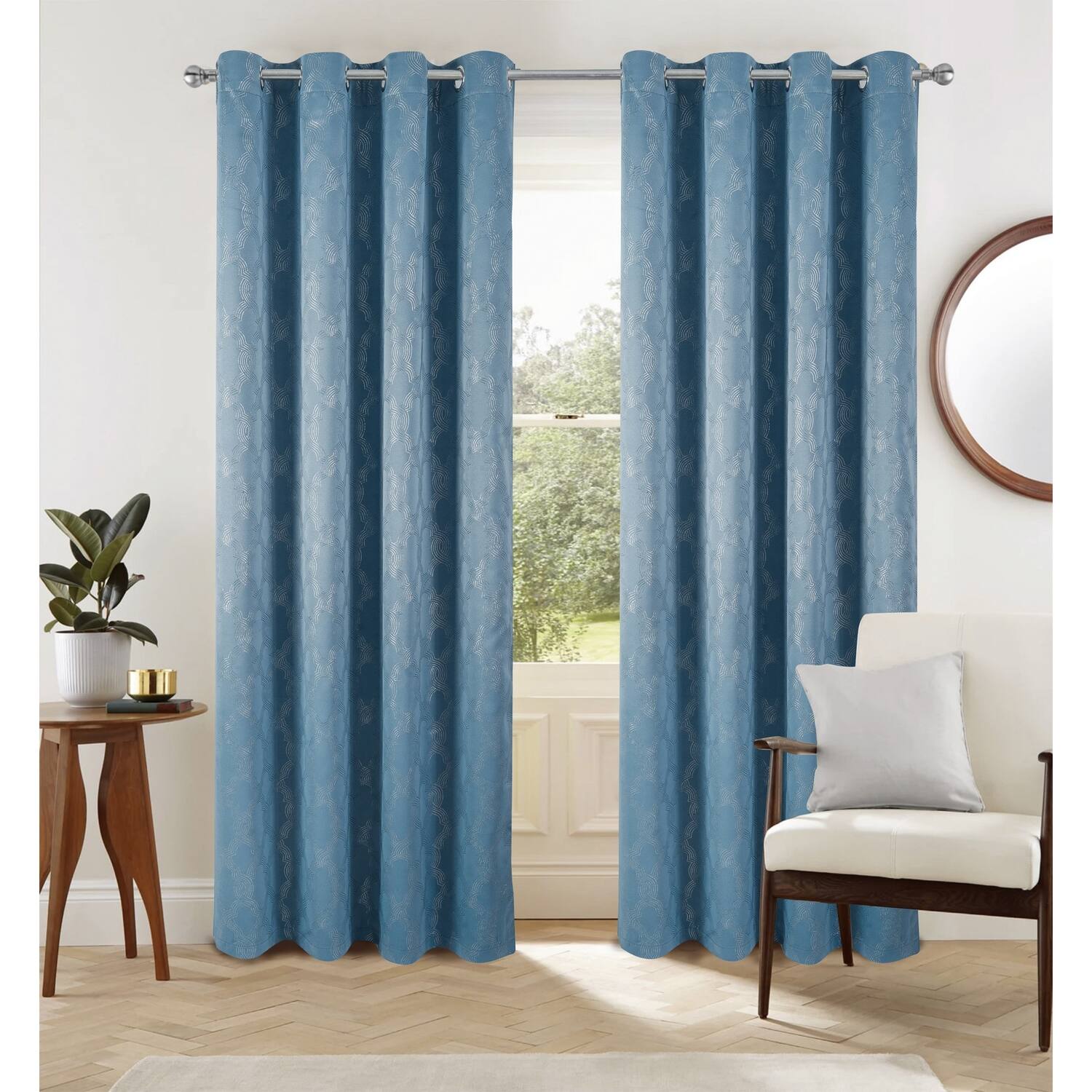 Front. Olivia Gray - Oliva Gray Jansen Rubber Blackout Grommet Panel - 54"x84" Blue - Blue.