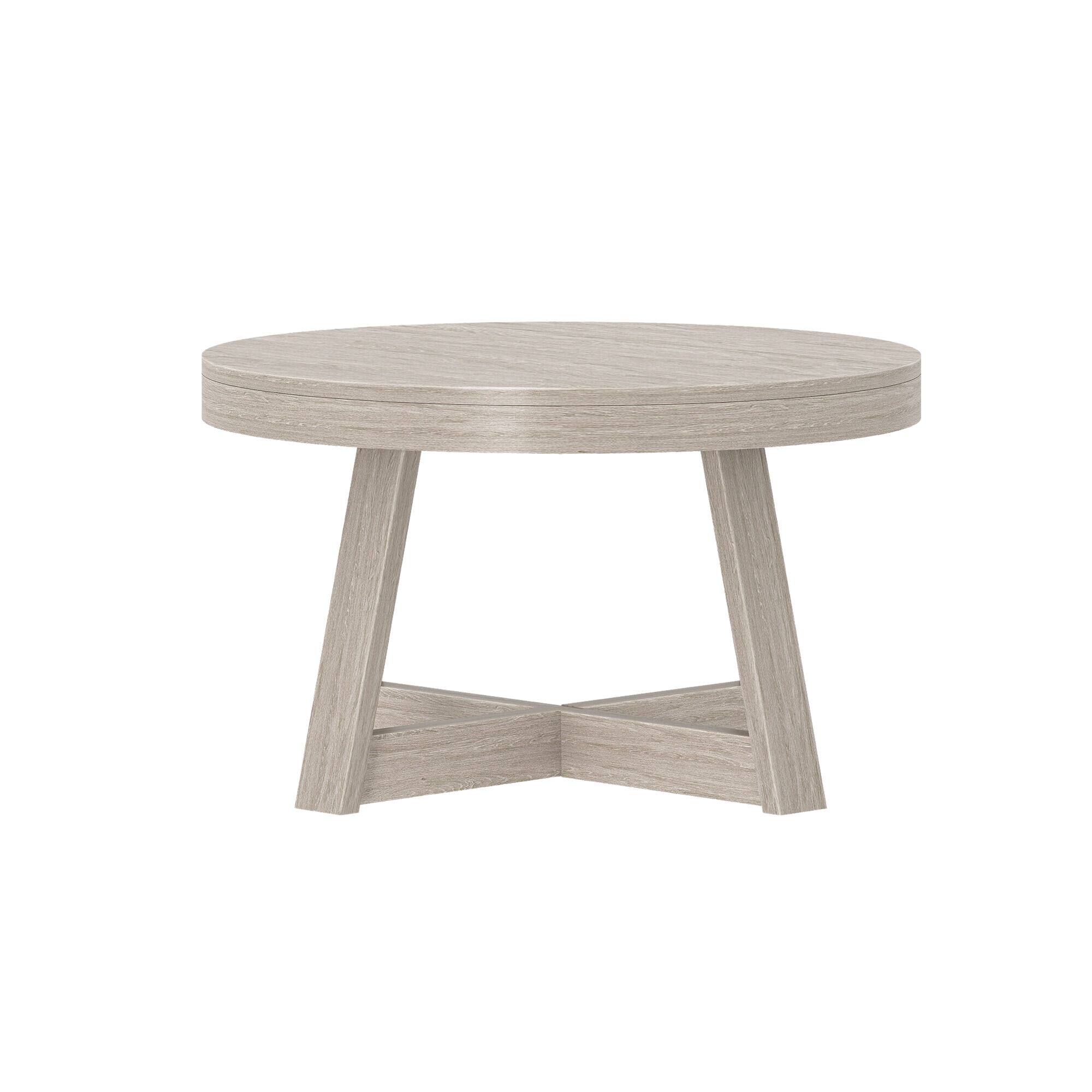 Alt View 3. Plank+Beam - Classic Round Coffee Table (30in x 30in / 760mm x 760mm), Seashell Wirebrush - Seashell Wirebrush.