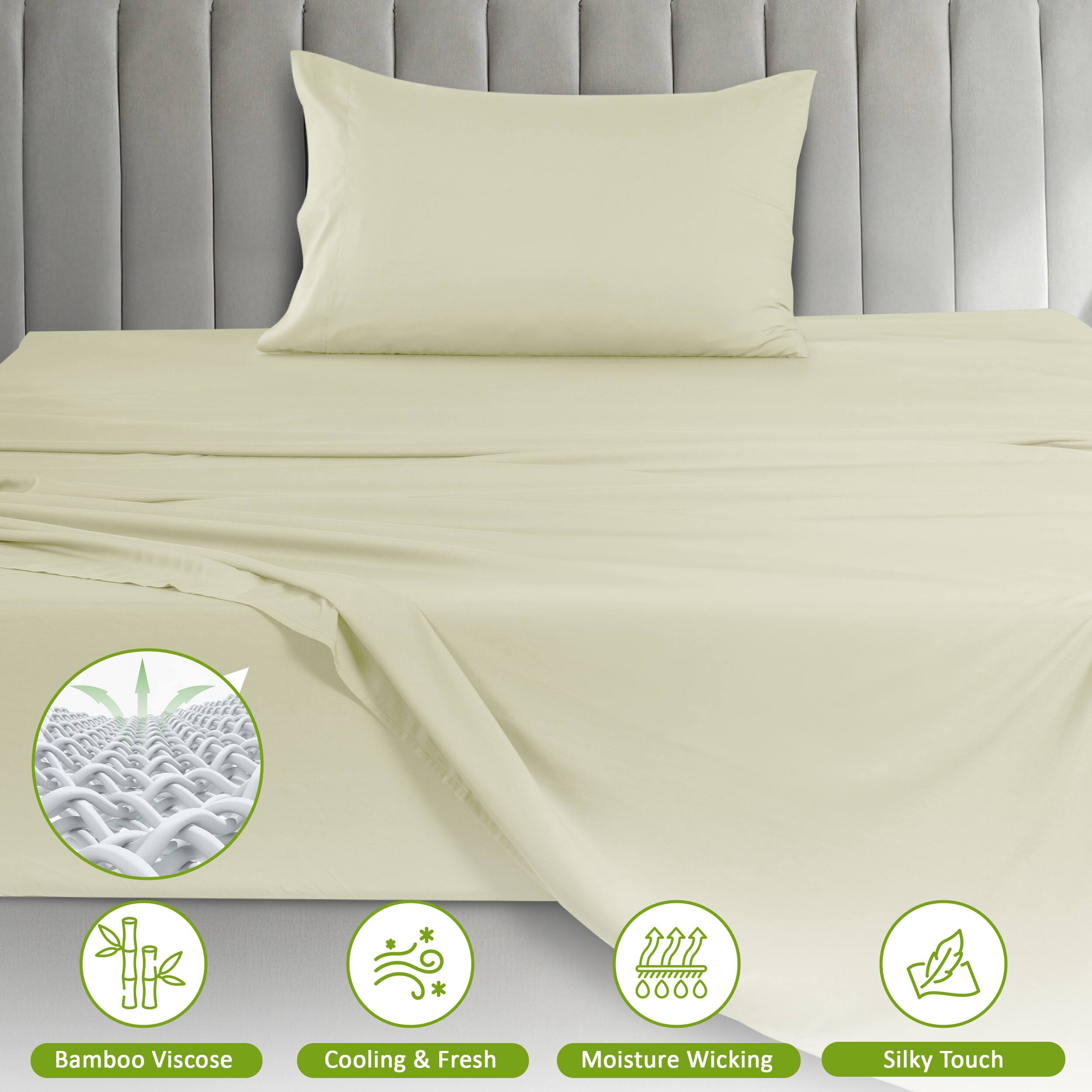 Bamboo Viscose  
Cooling & Fresh  
Moisture Wicking  
Silky Touch