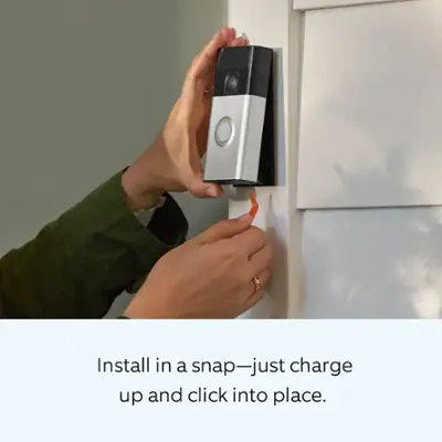 Ring - Starter Set with Battery Doorbell and Indoor Cam - Satin Nickel and White