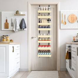 Oumilen - Over-the-Door 8-Tier Hanging Organizer, 8 Removable Cream Baskets Adjustable Frame for Pantry Bathroom - Yellow