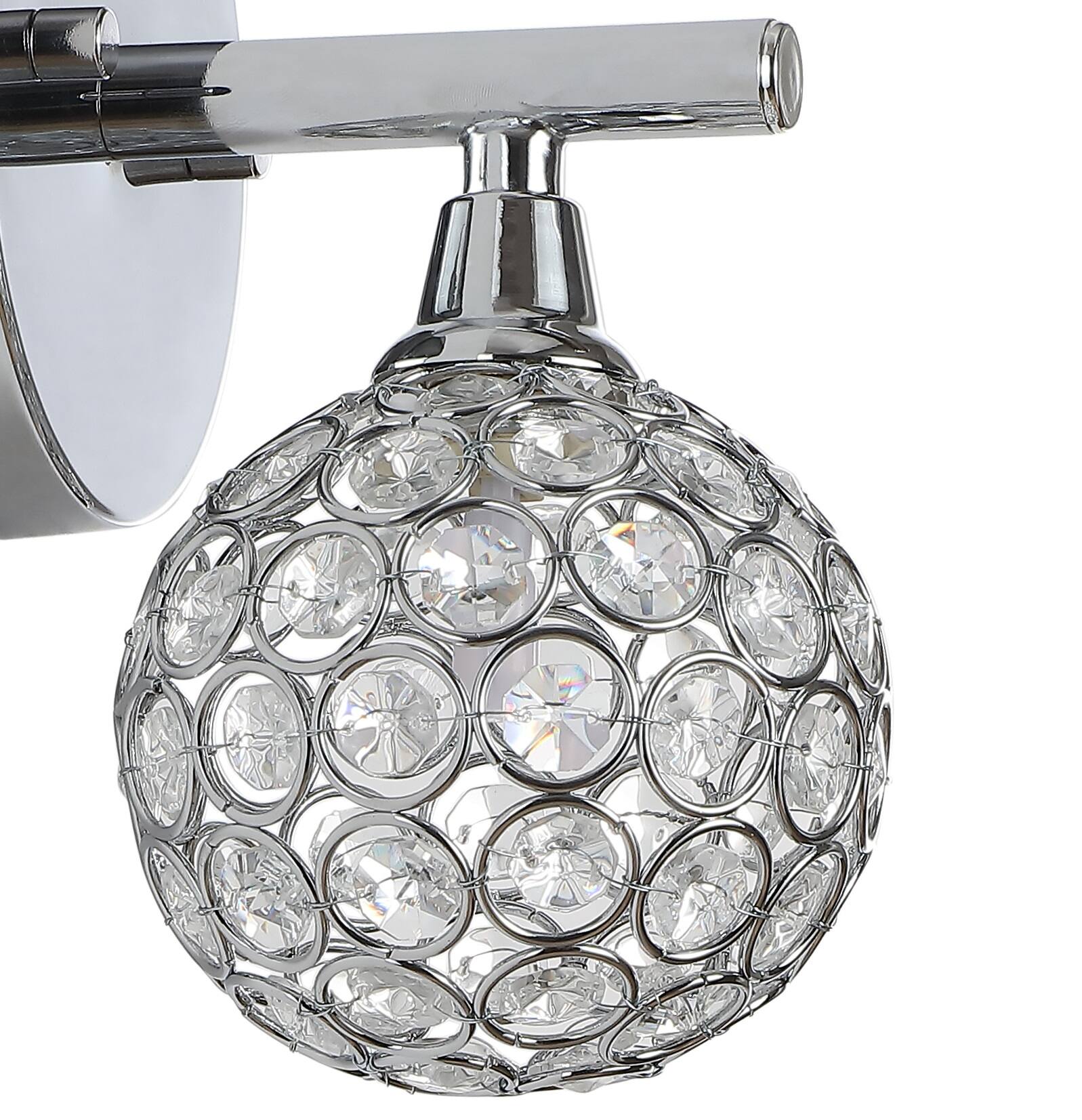 Alt View 4. Jonathan Y - Maeve 4.75" 1-Light Iron/Glass Contemporary Glam LED Vanity Light, Chrome - Chrome.