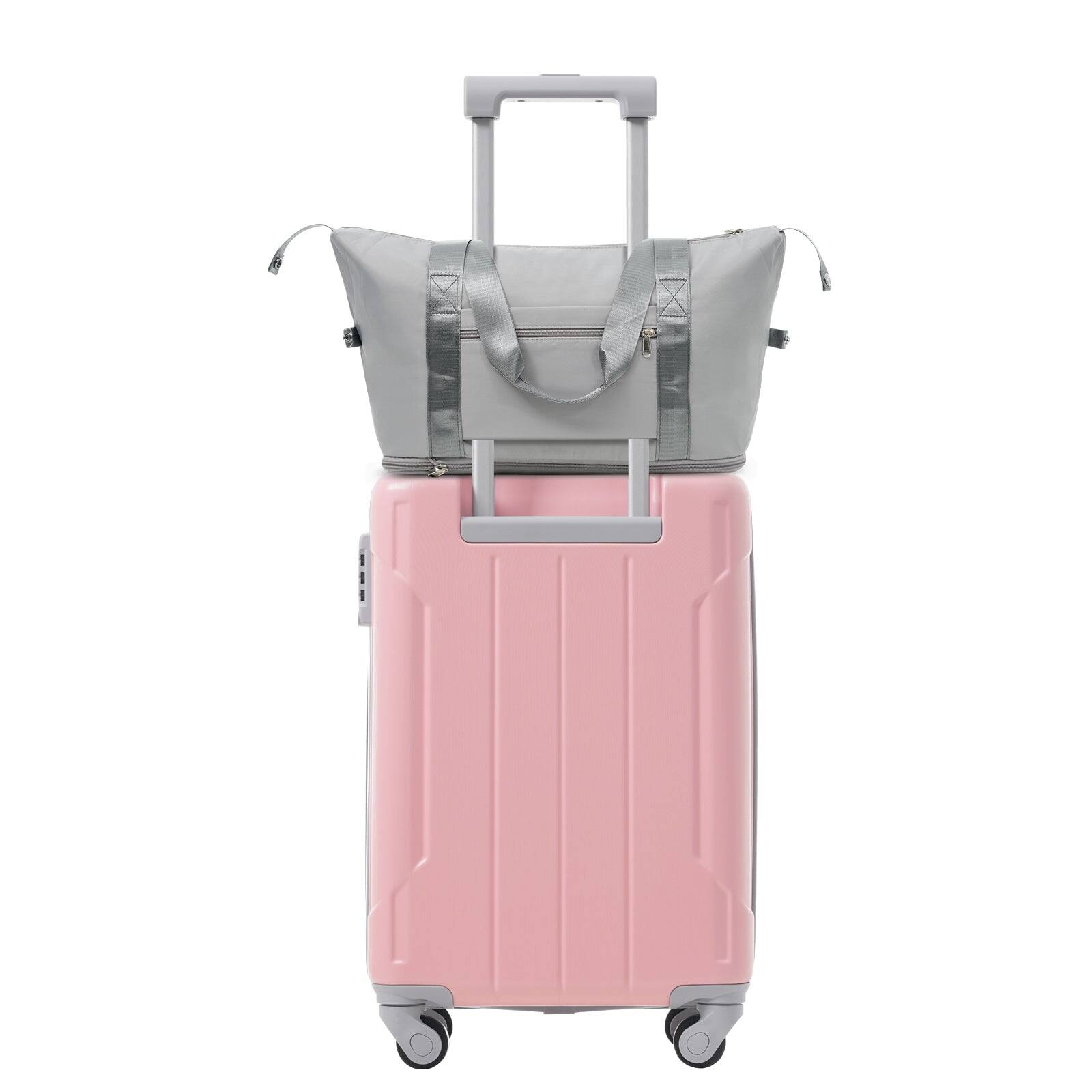 Alt View 6. BreeBe - 20" Carry-On Luggage Set 3-Piece, Lightweight Hardshell ABS Suitcases with Spinner Wheels for Weekend & Business Travel - Pink Lady.