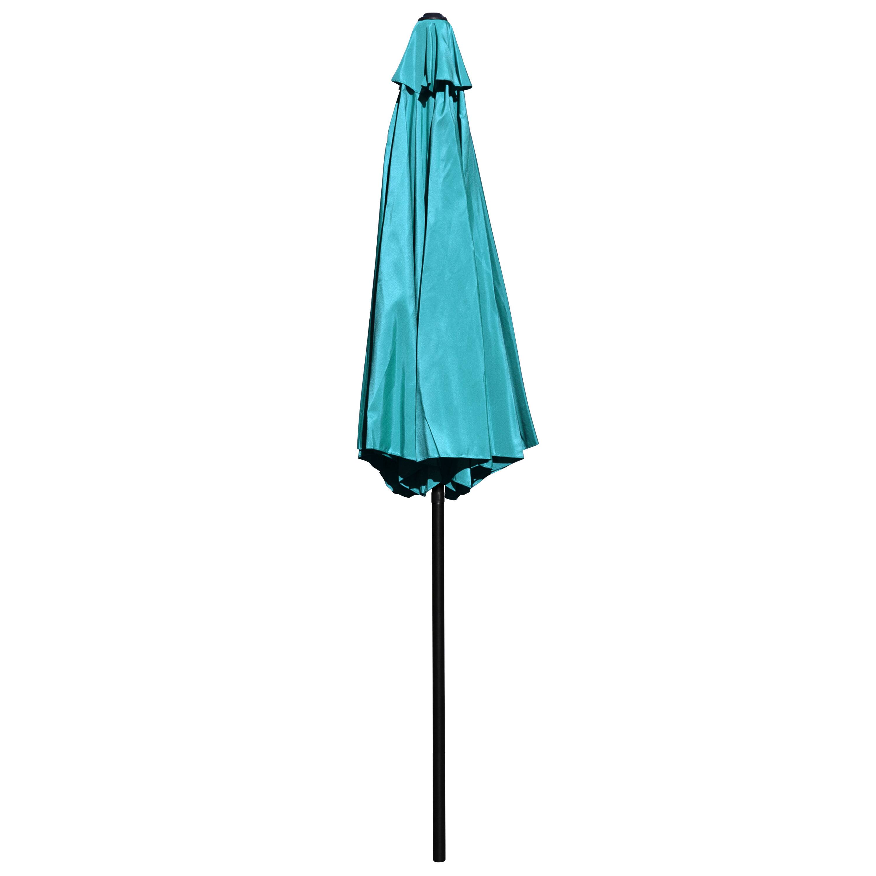 Alt View 7. Emma + Oliver - Bundled Set - 9 FT Round Umbrella & Universal Cement Waterproof Base - Teal.
