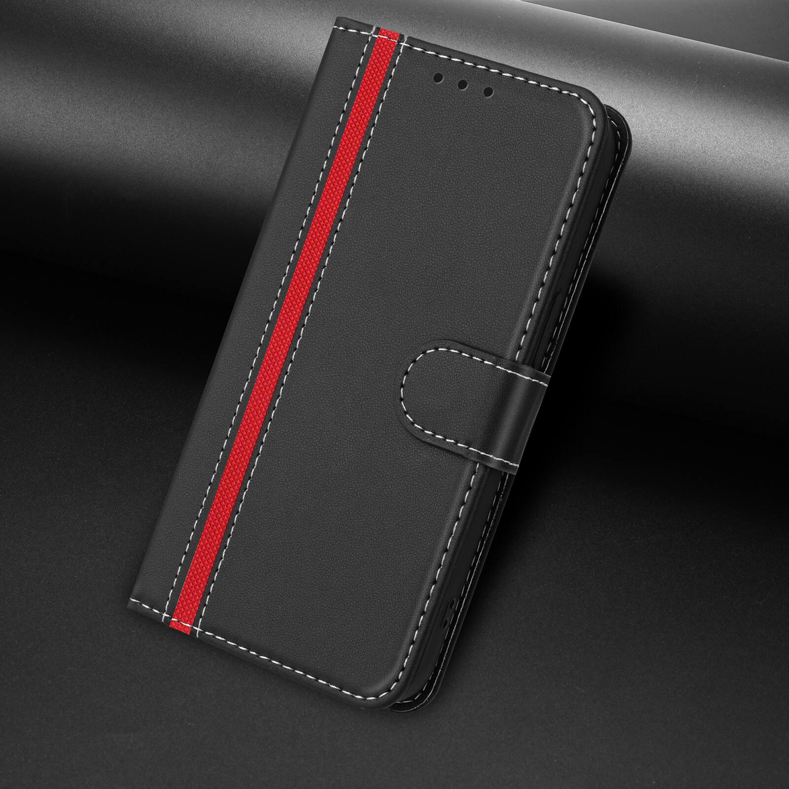 Alt View 3. Dteck - Slim Card Holder Case for Samsung Galaxy S24 Ultra,PU Leather Magnetic Closure Shockproof TPU Inner Flip Wallet Cover - Black.