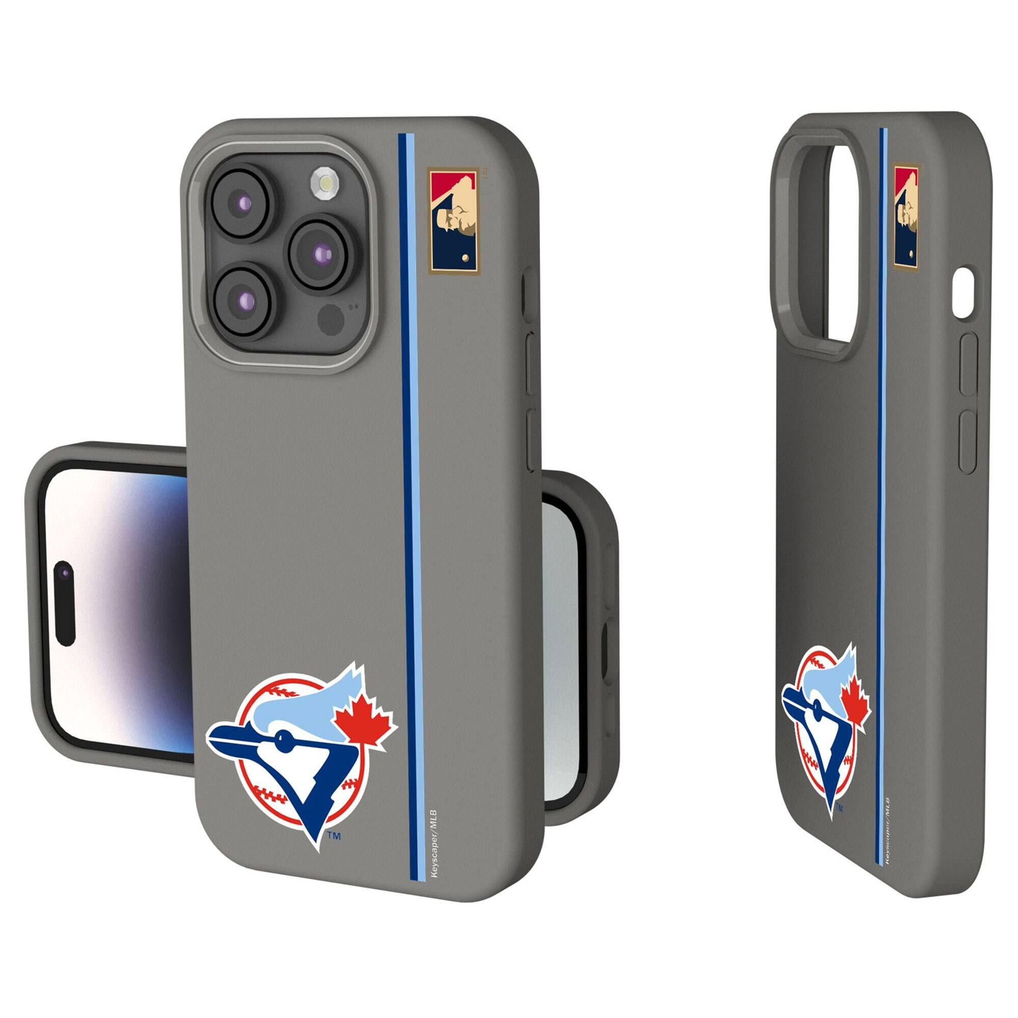 Front. Keyscaper - Toronto Blue Jays 1977 Logo iPhone Soft Touch Case - 14 Pro Max - Gray.