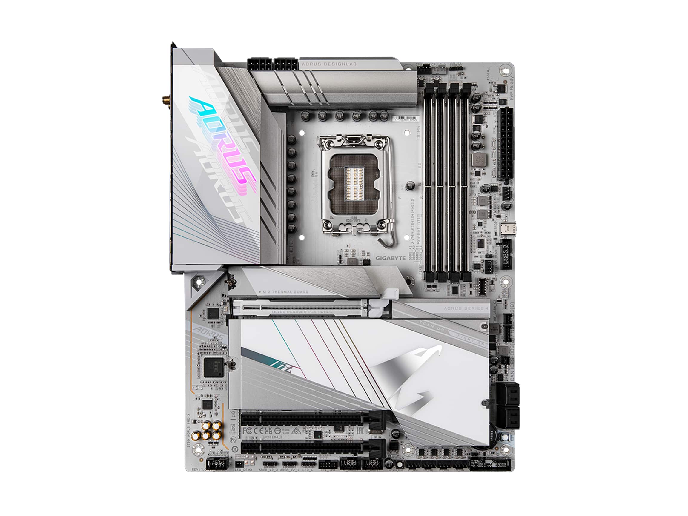 Front. GIGABYTE - GIGABYTE - Z790 AORUS PRO X (Socket LGA 1700) Intel Z790 ATX DDR5 Wi-Fi 7 Motherboard - White.