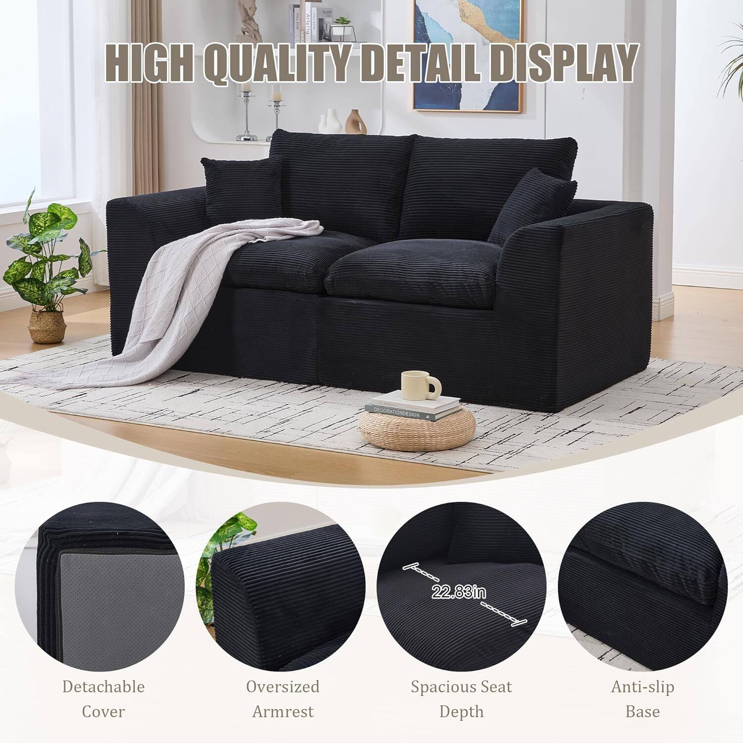 HIGH QUALITY DETAIL DISPLAY

- Detachable Cover
- Oversized Armrest
- Spacious Seat Depth
- Anti-slip Base

22.83in