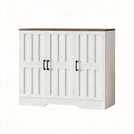 Vividwood - 42" Buffet Cabinet with Storage, 3-Door Sideboard Cabinet, Adjustable Shelf, Coffee Bar Cabinet for Dining Room - White