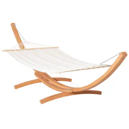Front. Outsunny - Outdoor Hammock with Stand, Extra Large Heavy Duty Wooden Frame, No Tree Needed - White.