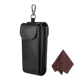 Kitcheniva - Portable Double Glasses Sunglasses Case Pouch With Carabiner Hook - Black