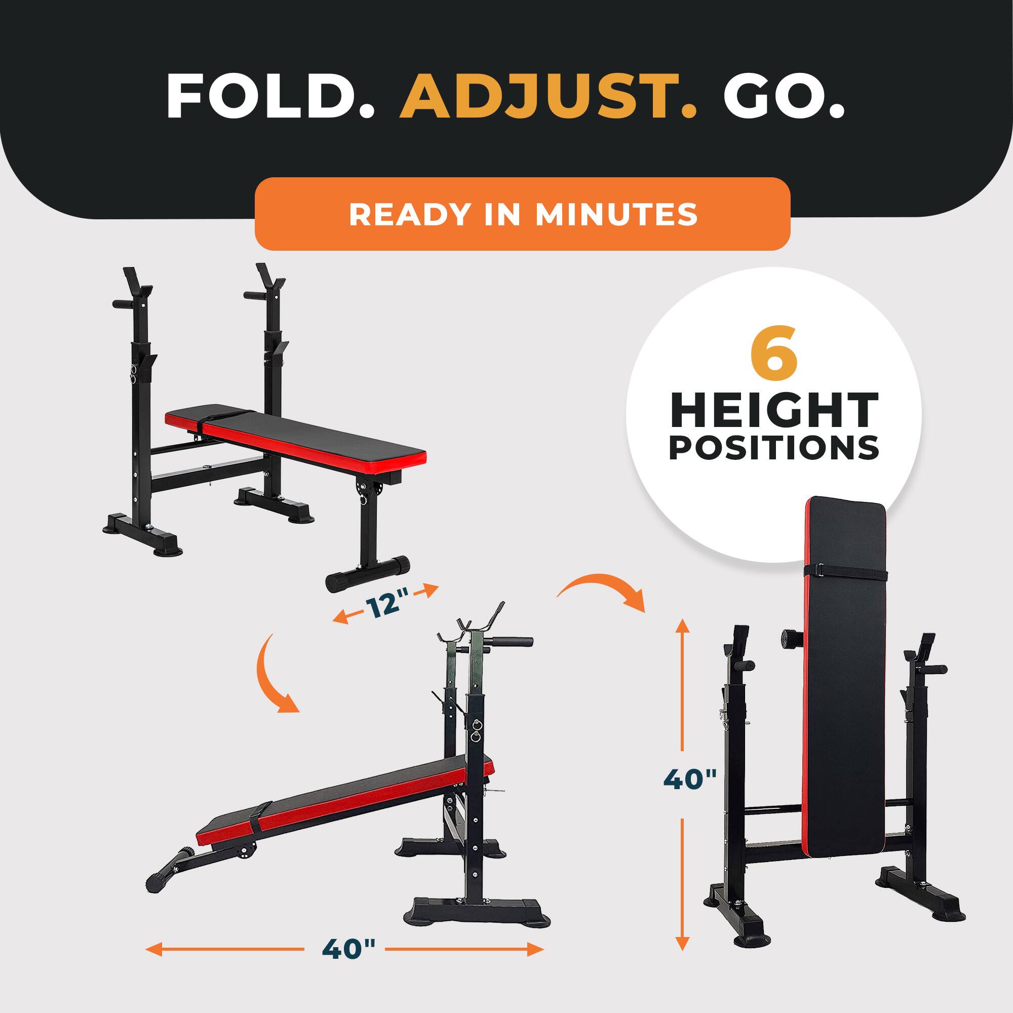 FOLD. ADJUST. GO.
READY IN MINUTES
6 HEIGHT POSITIONS
12"
40"
40"
