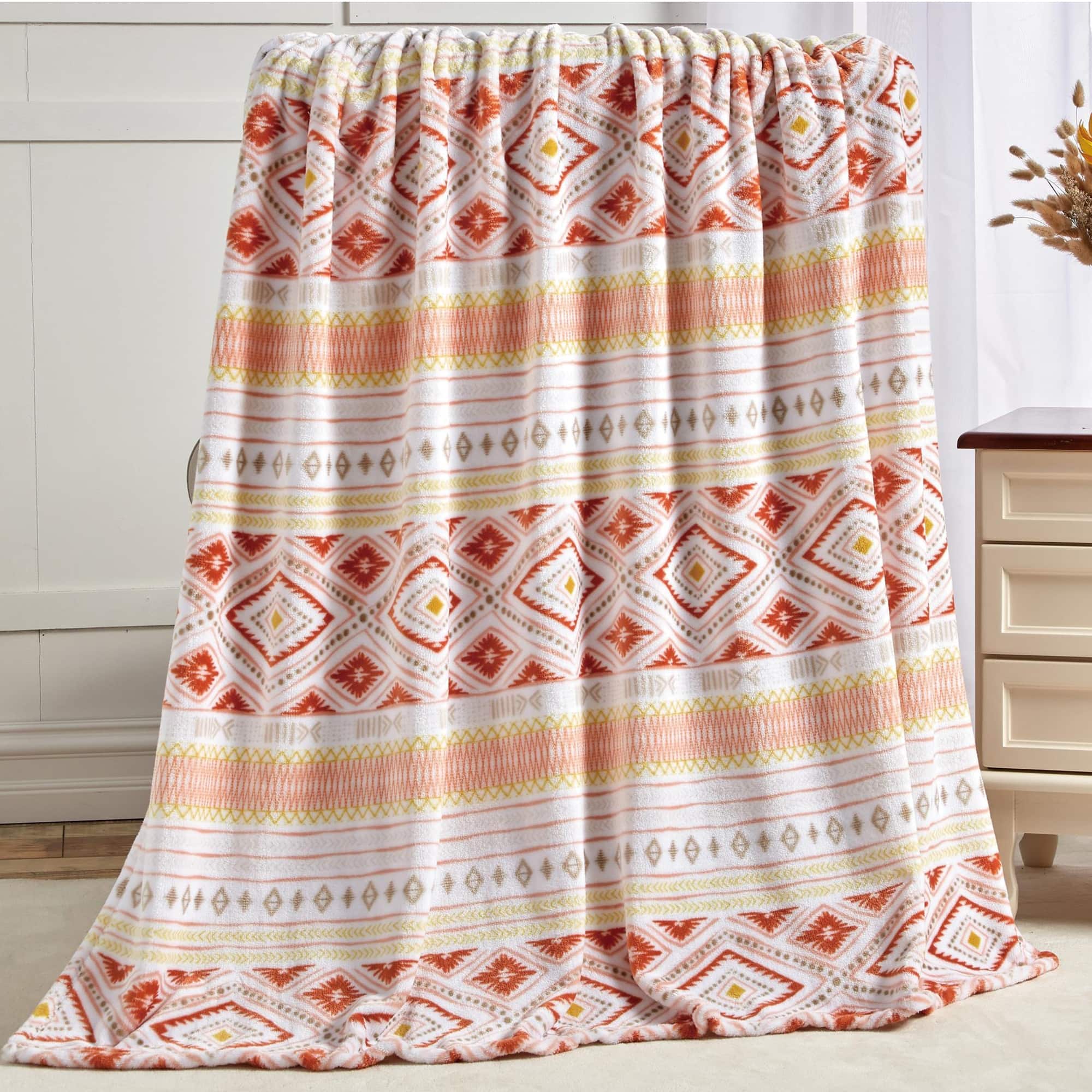 Noble House - Plazatex Idris Micro plush Decorative All Season Color 50" X 70" Throw Blanket - Multi