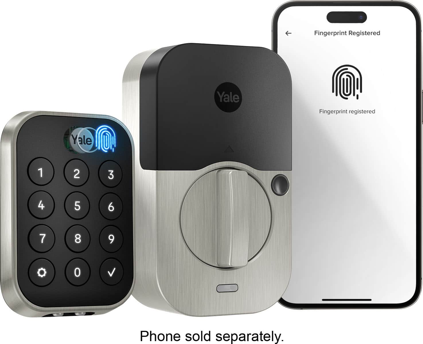 Fingerprint Registered Yale O Fingerprint registered Yale. Phone sold separately.