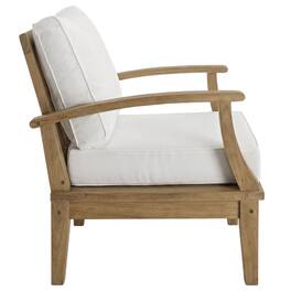 Outdoor Escape - Teak Outdoor Patio Armchair With Cushions And Ergonomic Support - White