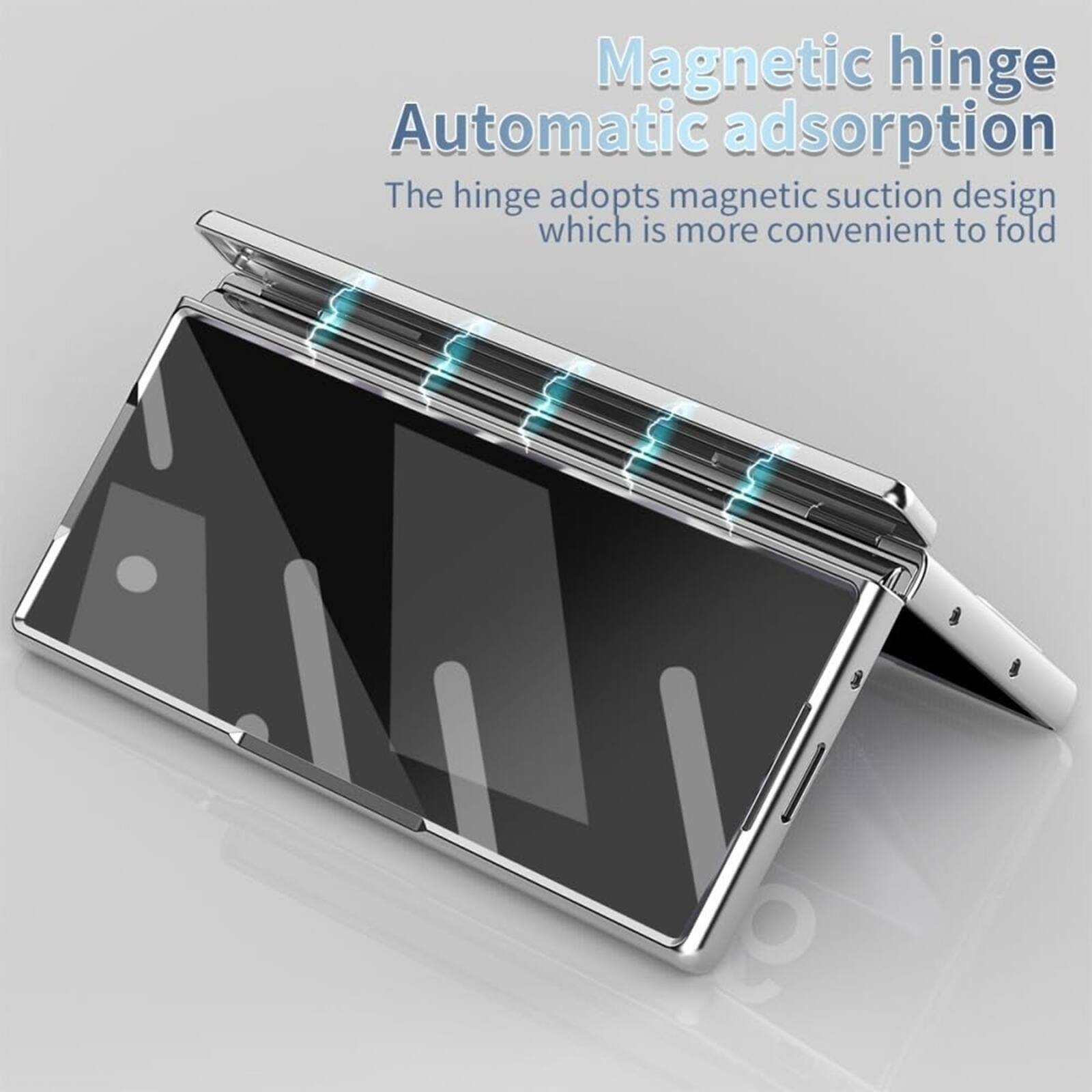 Magnetic hinge Automatic adsorption  
The hinge adopts magnetic suction design which is more convenient to fold