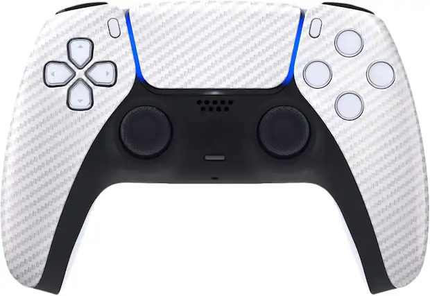 Front. ProControllers - Custom Wireless Controller for PS5 - White Carbon Fiber.