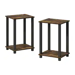 FurniFact - Amber Pine and Black Nightstands with Modern Design – Set of 2 - Amber Pine/Black