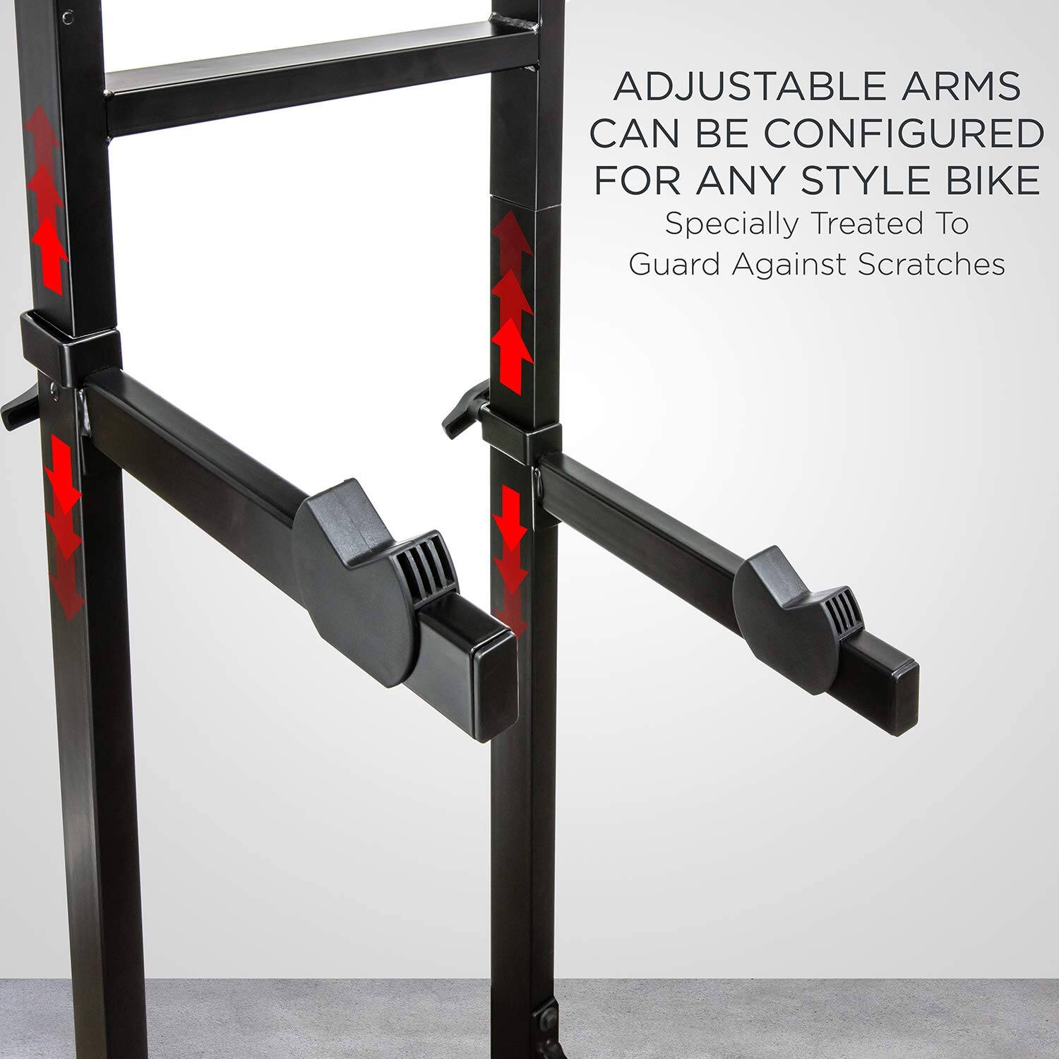 ADJUSTABLE ARMS CAN BE CONFIGURED FOR ANY STYLE BIKE
Specially Treated To Guard Against Scratches