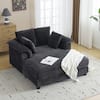 Front. Winado - 55.9"W × 59.4"D × 33.9"H Oversized Corduroy Chaise Sofa Recliner Bed Chaise Lounge Chair Upholstered Comfy Sleeper Couch - Dark Gray.