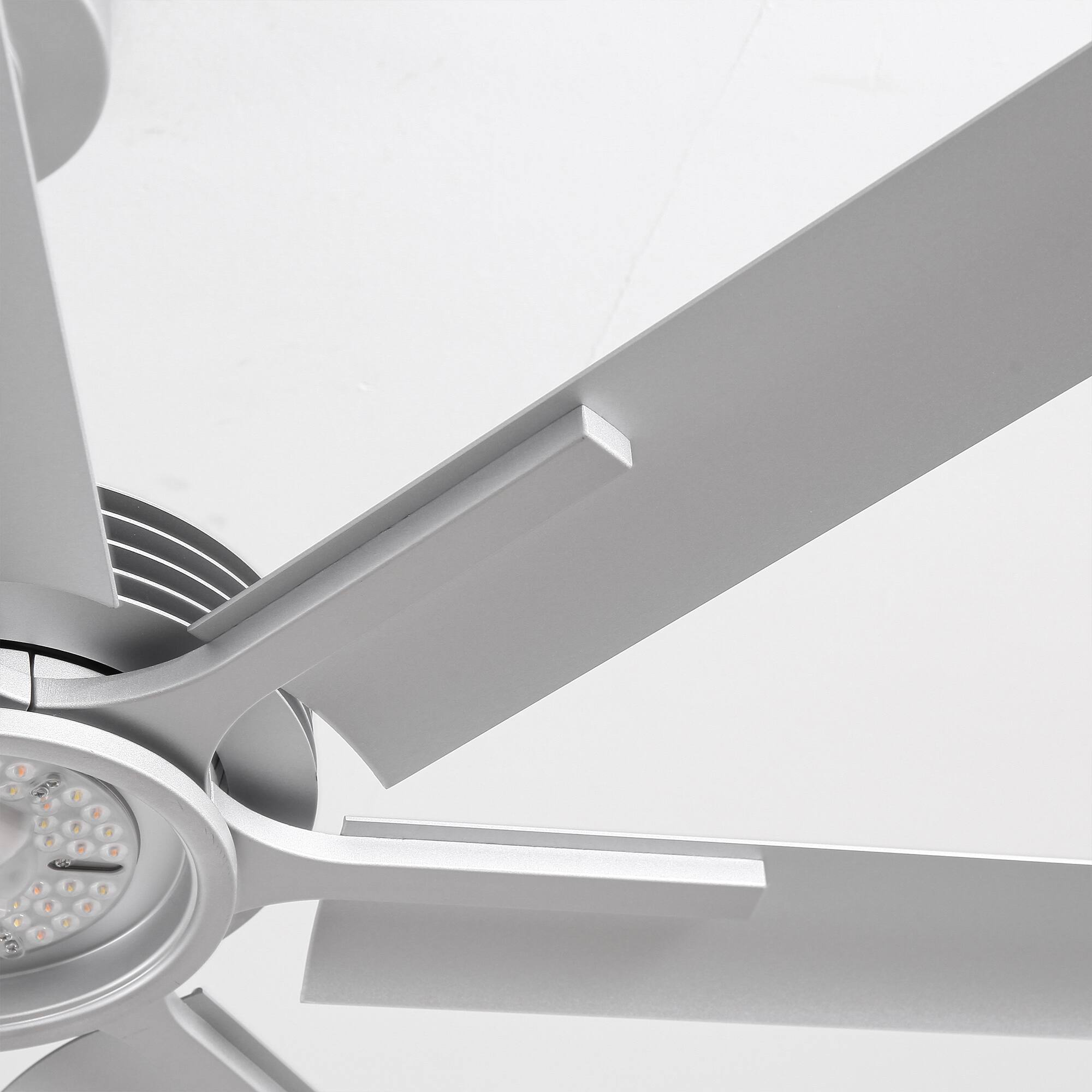 Alt View 5. Parrot Uncle - 84" Indsutrial Aluminum Extra Large Ceiling Fan with Light, Aluminum Blades and Remote - Silver.