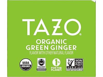 TAZO  
ORGANIC GREEN GINGER  
FLAVOR WITH OTHER NATURAL FLAVOR  

USDA ORGANIC  
FAIR TRADE CERTIFIED INGREDIENTS  
1% FOR THE PLANET  
NON GMO Project VERIFIED  
nongmoproject.org