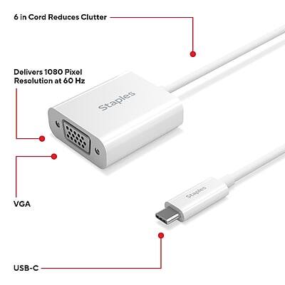 6 in Cord Reduces Clutter  
Delivers 1080 Pixel Resolution at 60 Hz  
VGA  
USB-C