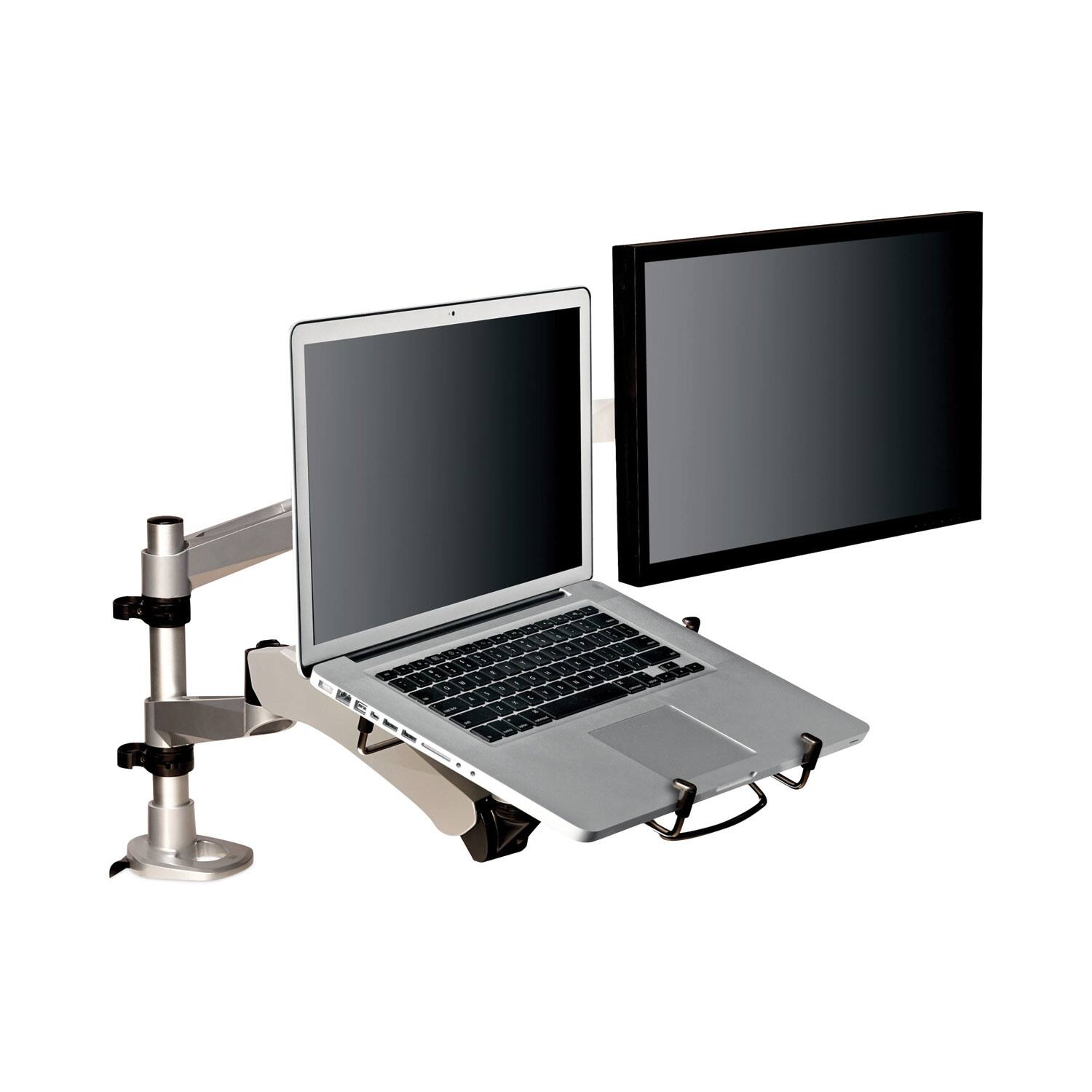 Alt View 4. 3M - MA265S Easy-Adjust Desk Dual Arm Mount for 27 in. Monitors - Silver.