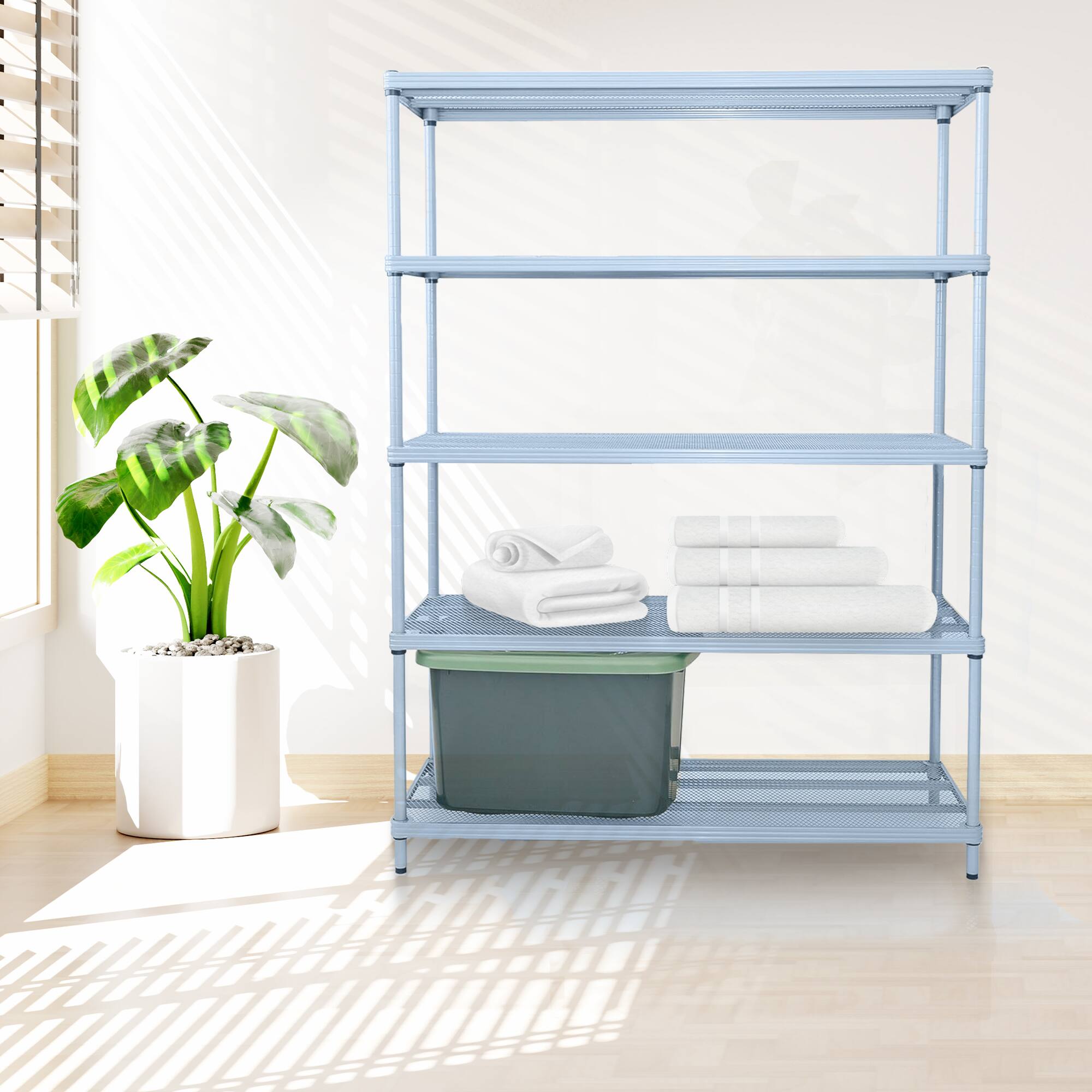 Alt View 1. Design Ideas - Design Ideas MeshWorks 5 Tier Full-Size Metal Storage Shelving Unit Rack, Blue - Sky Blue.