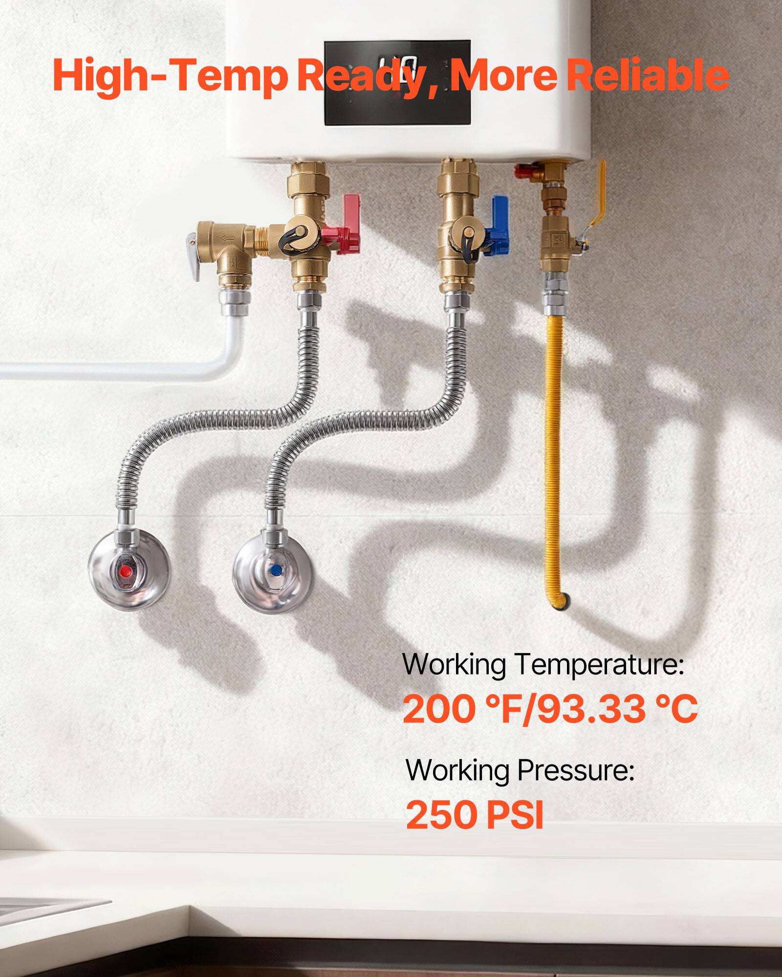 High-Temp Ready, More Reliable

Working Temperature: 200 °F/93.33 °C

Working Pressure: 250 PSI