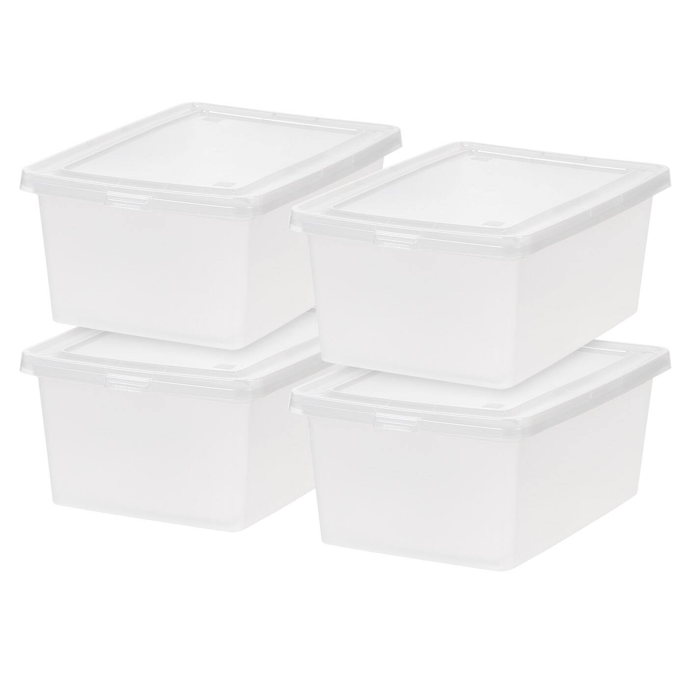 Front. IRIS USA - IRIS USA Plastic Storage Bin Tote Organizing Container with Latching Lid, Shoe Box, Clear.