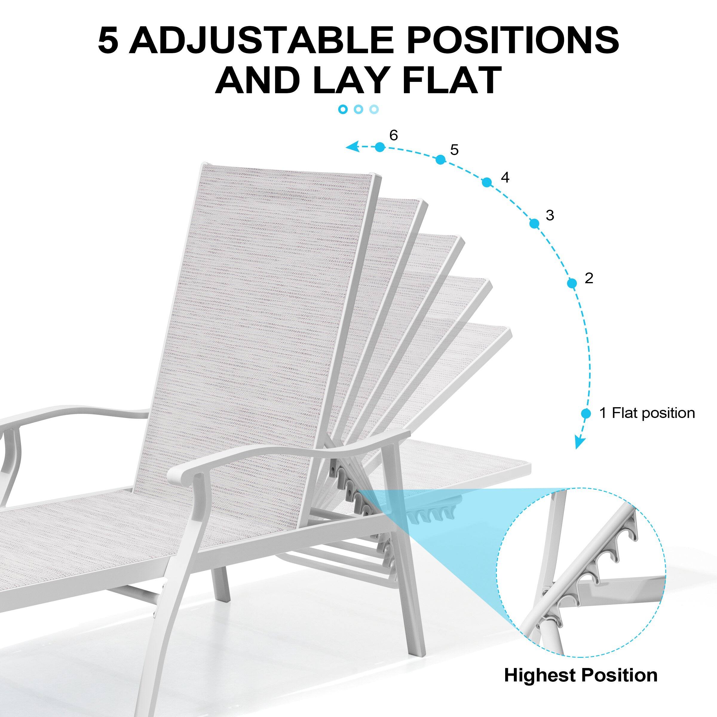 5 Adjustable Positions and Lay Flat

6 5 4 3 2 1 Flat position

Highest Position