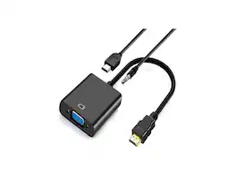 4XEM - 8" HDMI To VGA M/F With Audio and USB Power Adapter 1080P Black