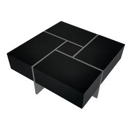 Ecooso - Unique Design Coffee Table with 4 Hidden Storage Compartments,Extendable Sliding Tabletop, UV High-gloss - Black