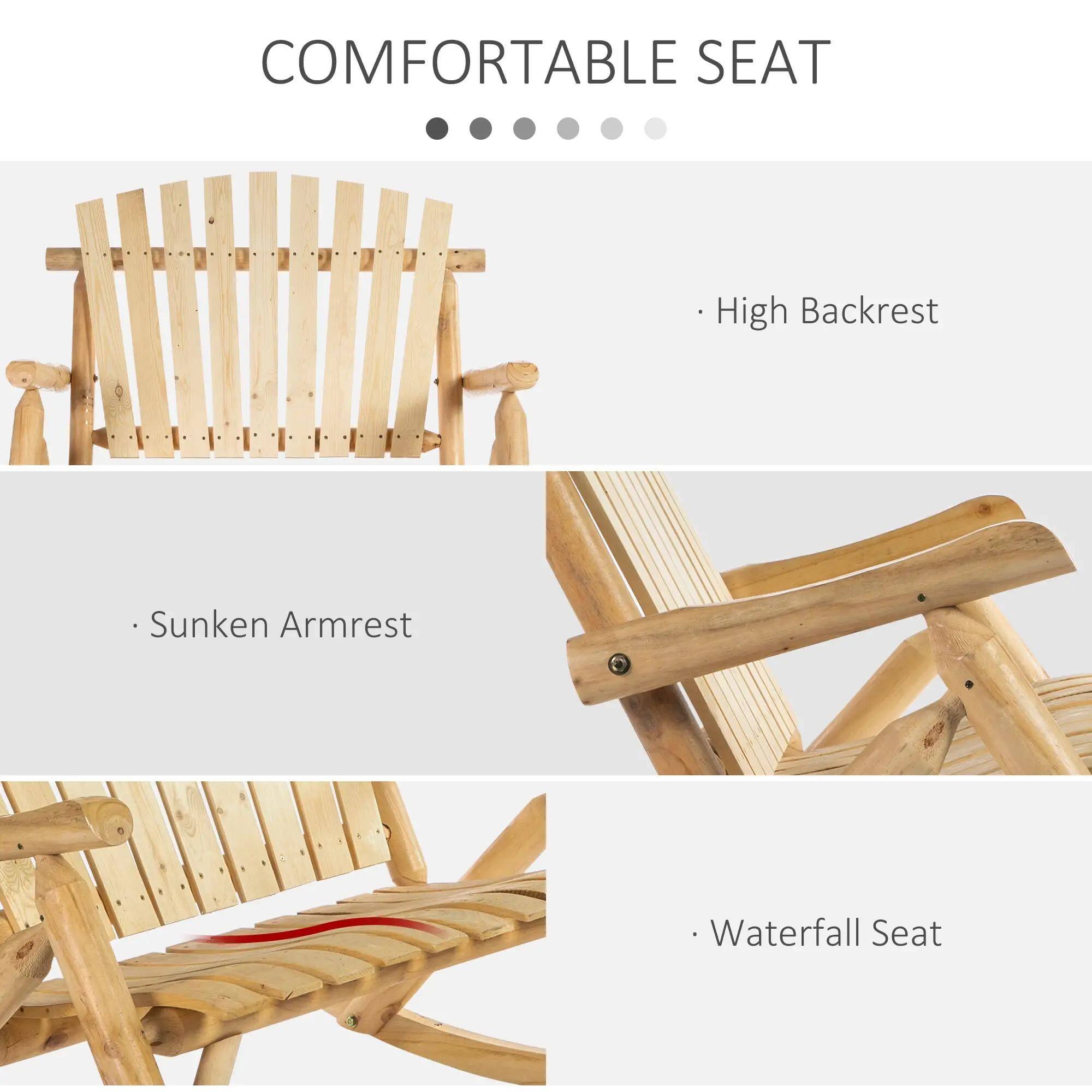 Resenkos Adirondack Double Slider Wooden rocking chair, High Back ...