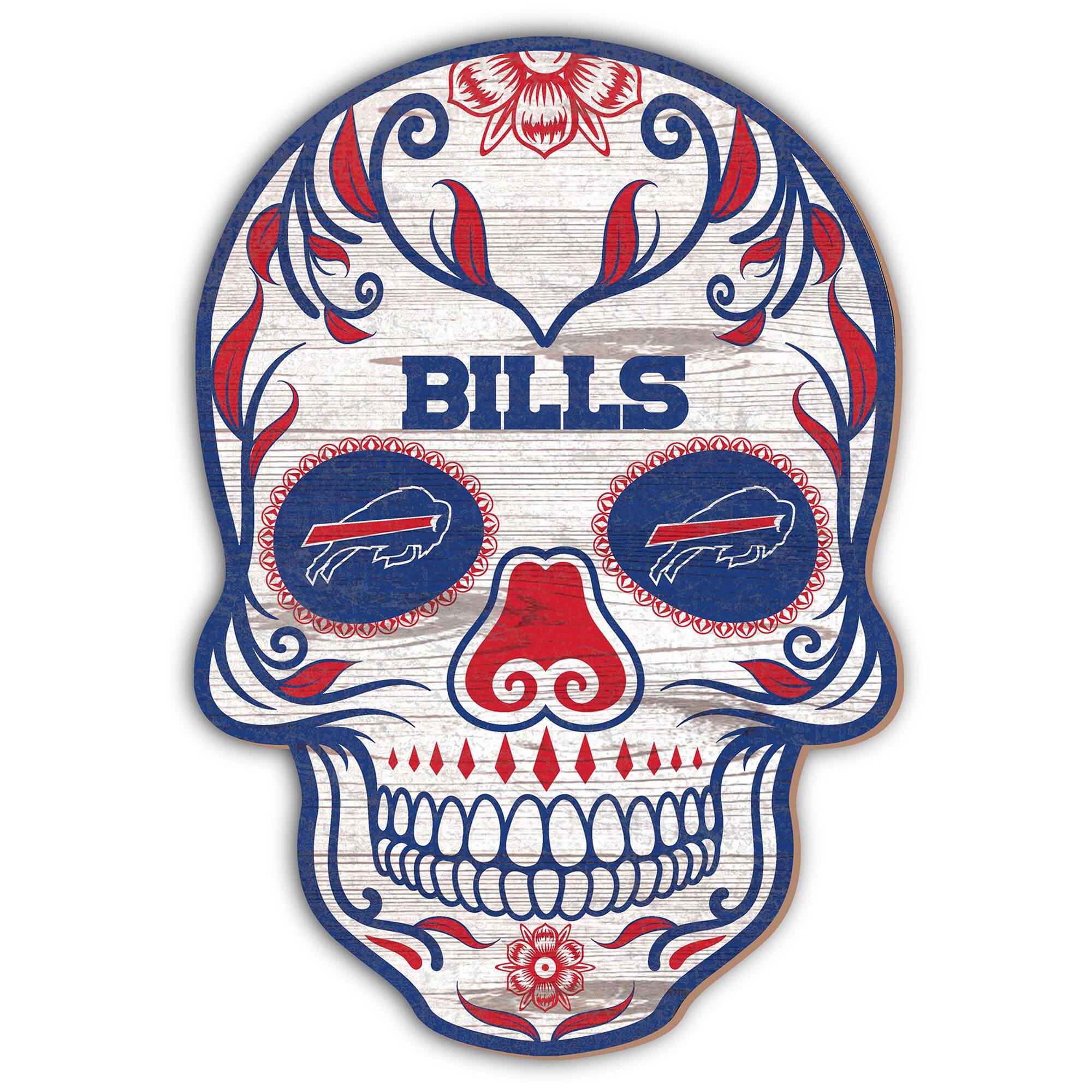 Front. Fan Creations - Buffalo Bills 12'' Sugar Skull Sign - Multicolor.