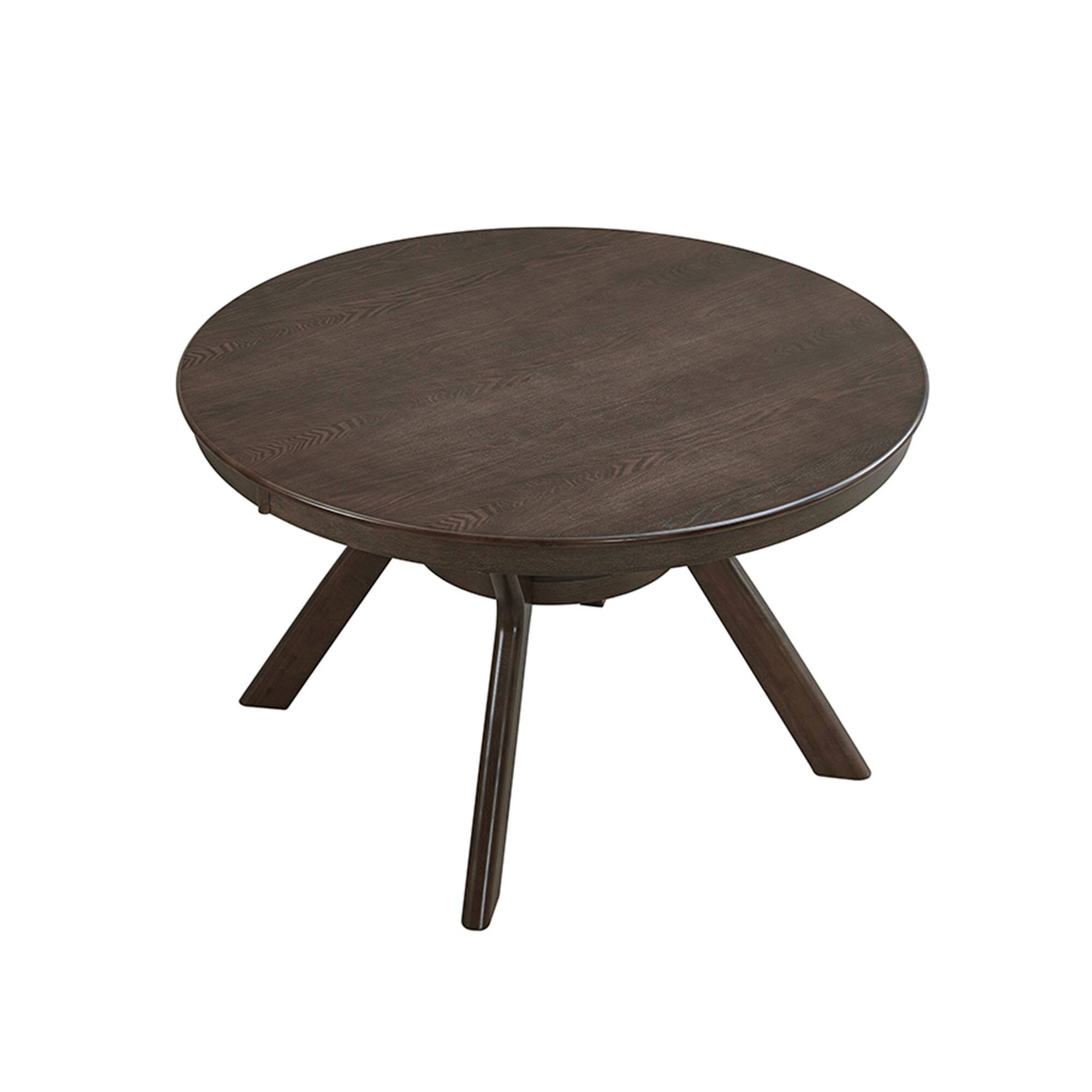 Left. Tiramisubest - 47.24"Round Rubber Wood Dining Table for 4-6 with Trestle Pedestal Base,Modern Kitchen Table Dinner Table,Dark Brown - Dark Brown.