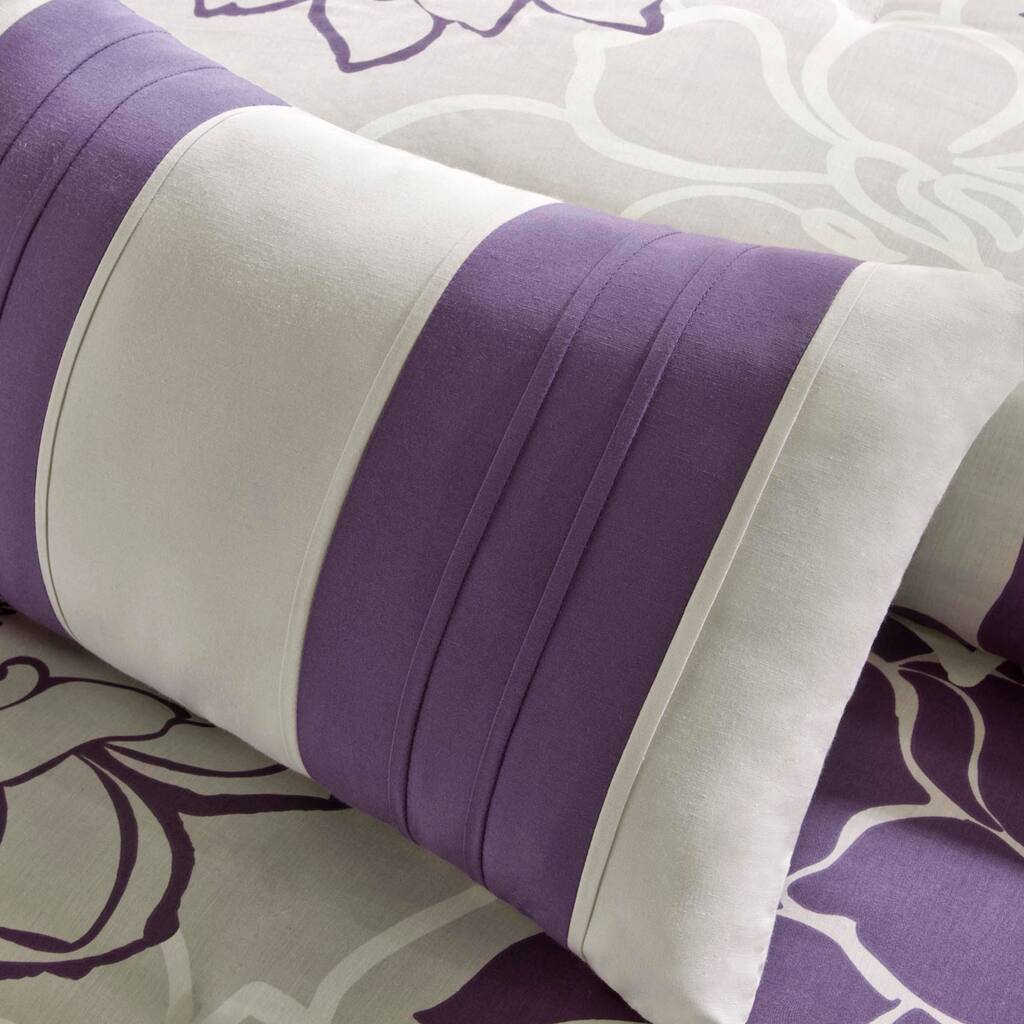 Alt View 1. Gracie Mills - Gracie Mills Glenda Floral Printed Comforter Set - Purple.