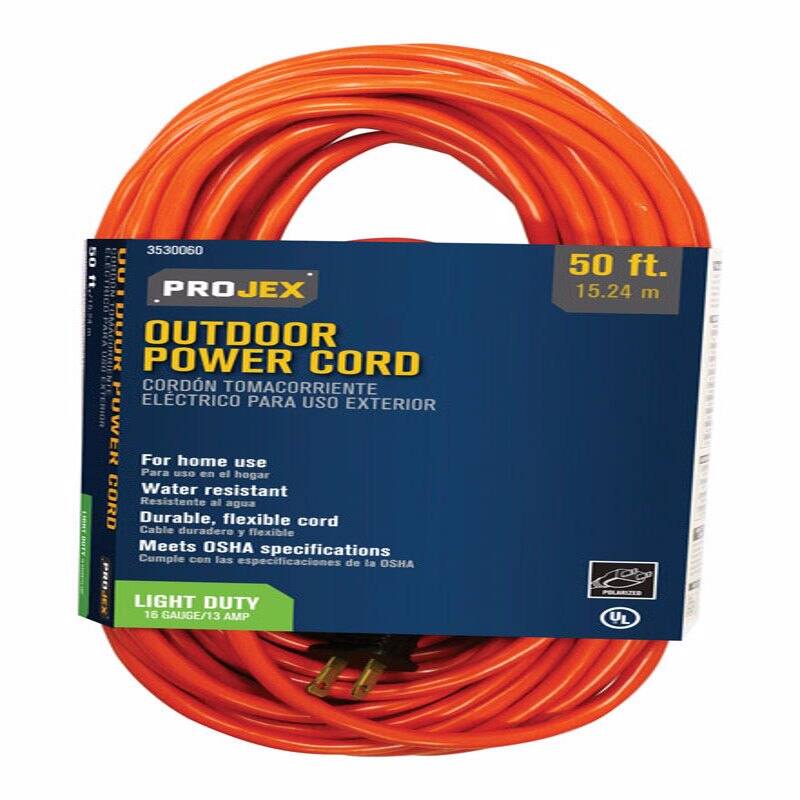 ProjeX - Indoor or Outdoor 50 ft. L Extension Cord 16/2 SJTW - Orange